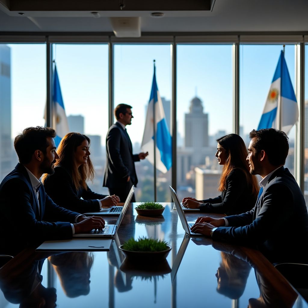 Equipo de InvertArgentina en la oficina central de Buenos Aires